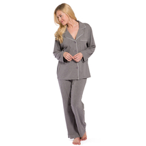 Egendefinert farge Koselig grå bambus Klassisk langermet pyjamassett Natttøy for kvinner